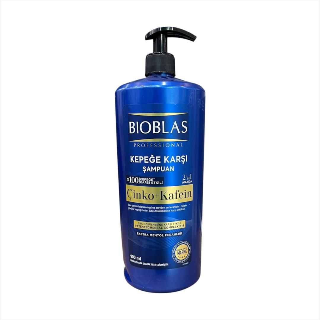 شامپو ضد شوره بیوبلاس Bioblas حاوی زینک و کافئین Çinko+Kafein با عصاره منتول حجم 900 میل