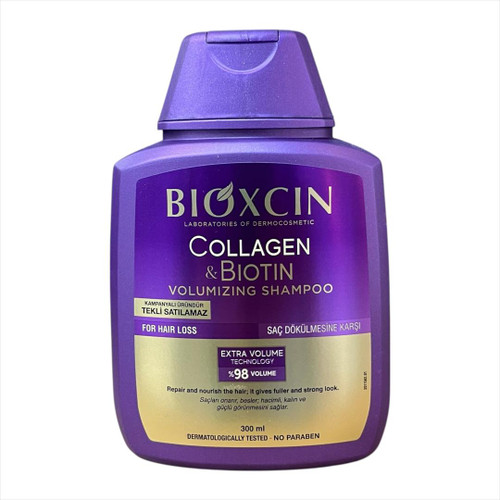 شامپو بنفش بیوکسین BIOXCIN حاوی بیوتین و کلاژن 300 میل
